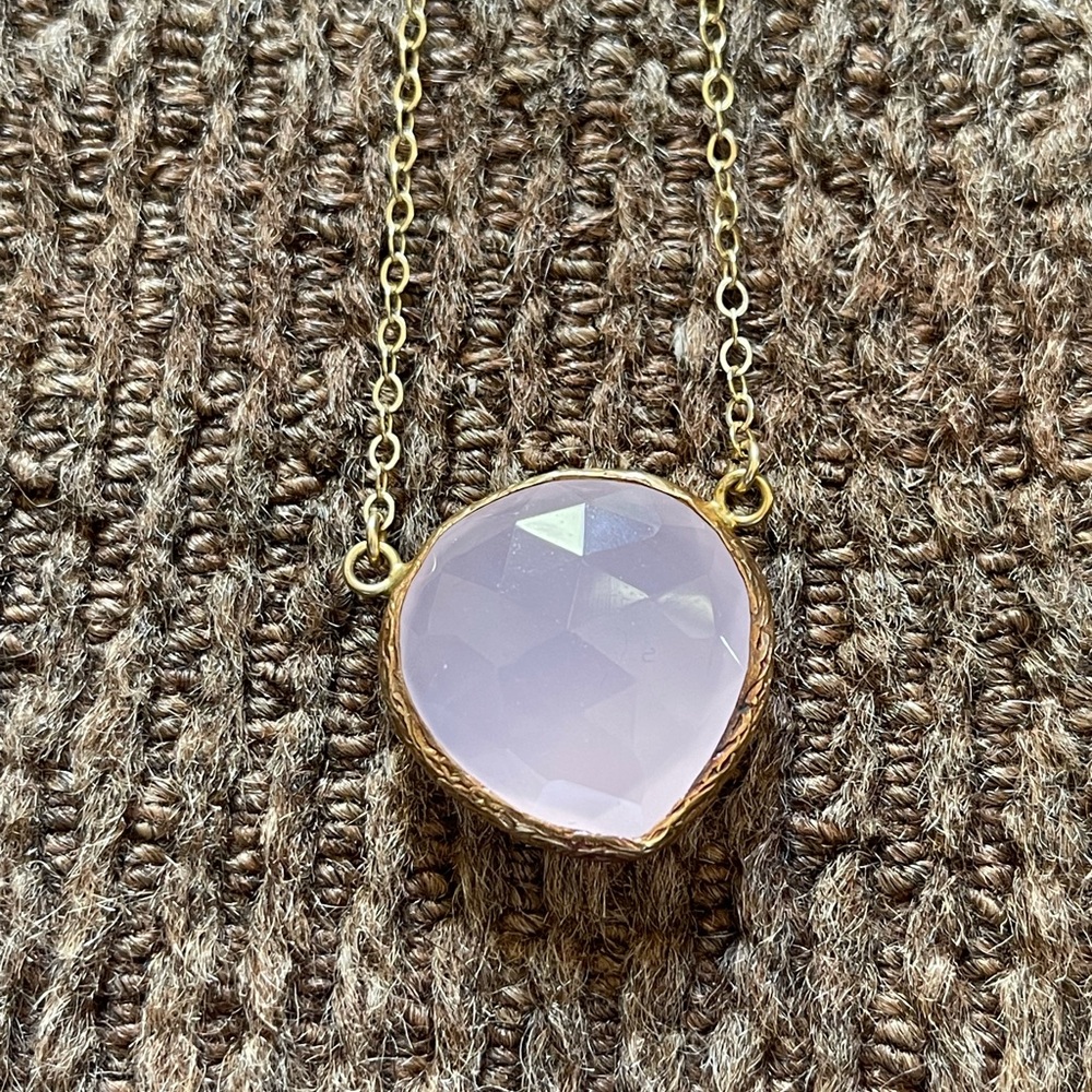 Rose quartz with gold plate over sterling silver chain